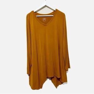 LOGO Lori Goldstein Layer T-Shirt Womens Size 2X Asymmetrical V-Neck Orange